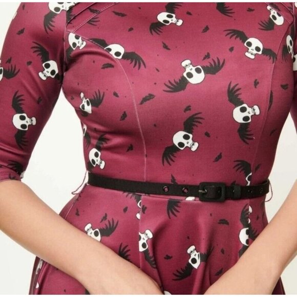 Corpse Bride x Unique Vintage Dress Flying Skulls Stephanie Flare XL - Picture 3 of 9